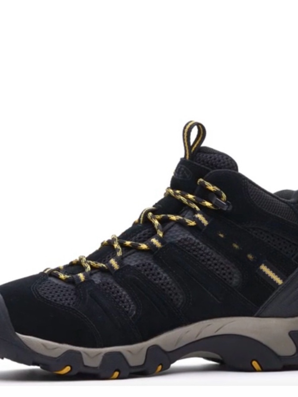 KEEN Black Headout Hiking Boots with Yellow Accent Laces